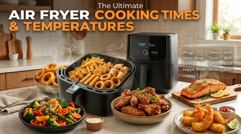 Air fryer cooking times chart for chicken, vegetables and frozen foods