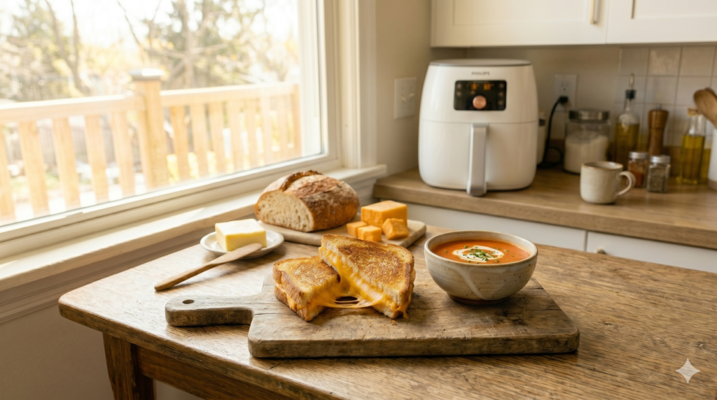 Crispy on the outside and perfectly melty on the inside, this air fryer grilled cheese is comfort food made easy.
