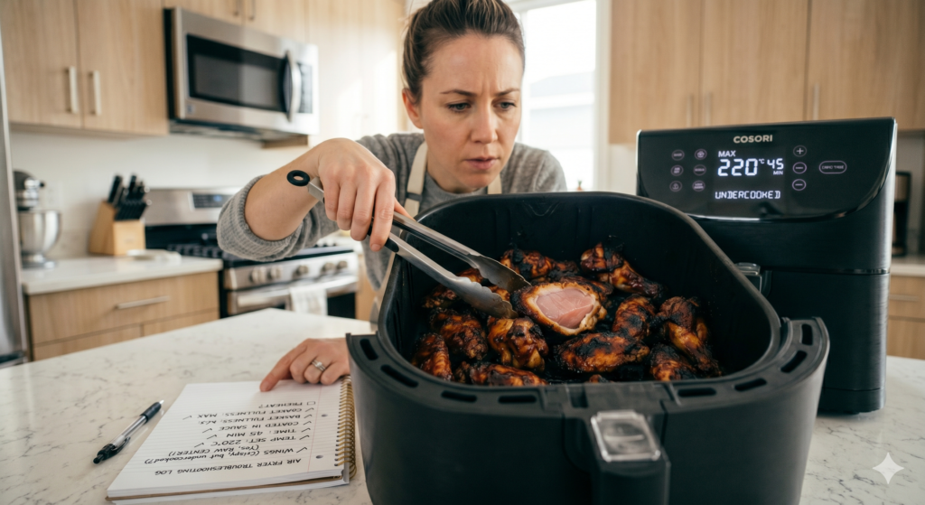 Troubleshooting food burning in an air fryer