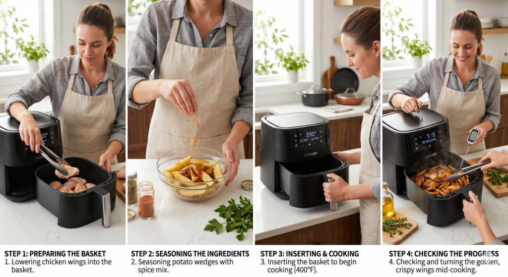 Follow simple air fryer cooking steps for perfectly cooked meals every time.