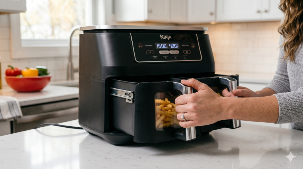 Properly securing an air fryer basket to reduce noise
