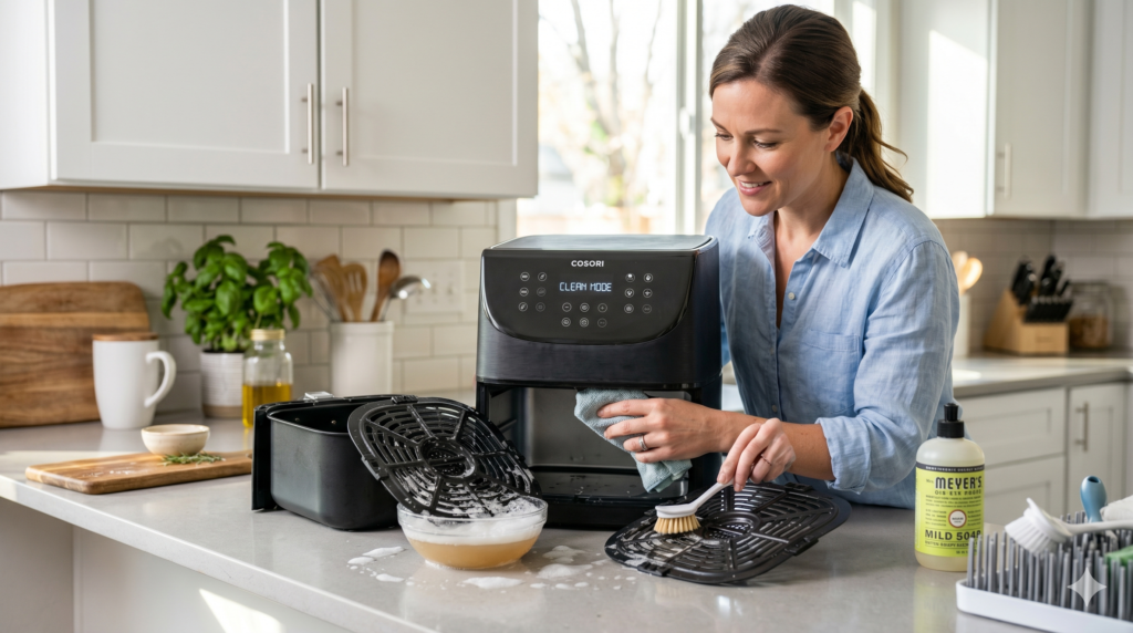 Cleaning an air fryer to extend its lifespan