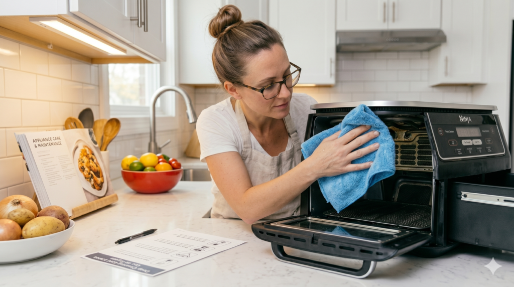 Maintaining an air fryer for quieter operation