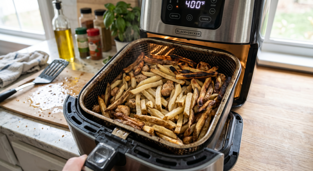 Uneven cooking caused by poor airflow in an air fryer