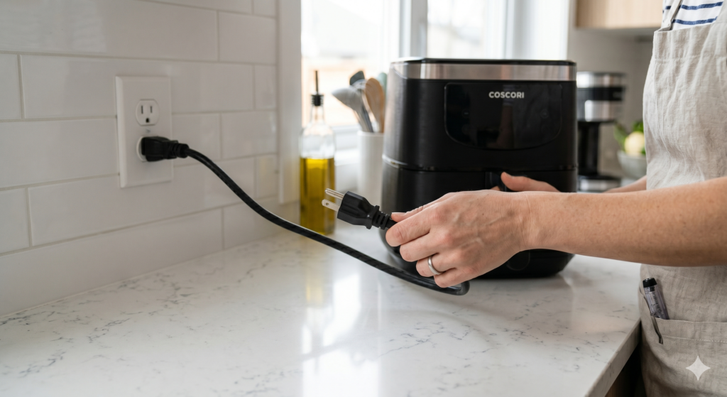 A simple power issue is often the first thing to check when an air fryer won't heat.