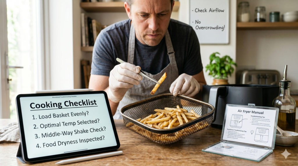 Troubleshooting uneven cooking in an air fryer