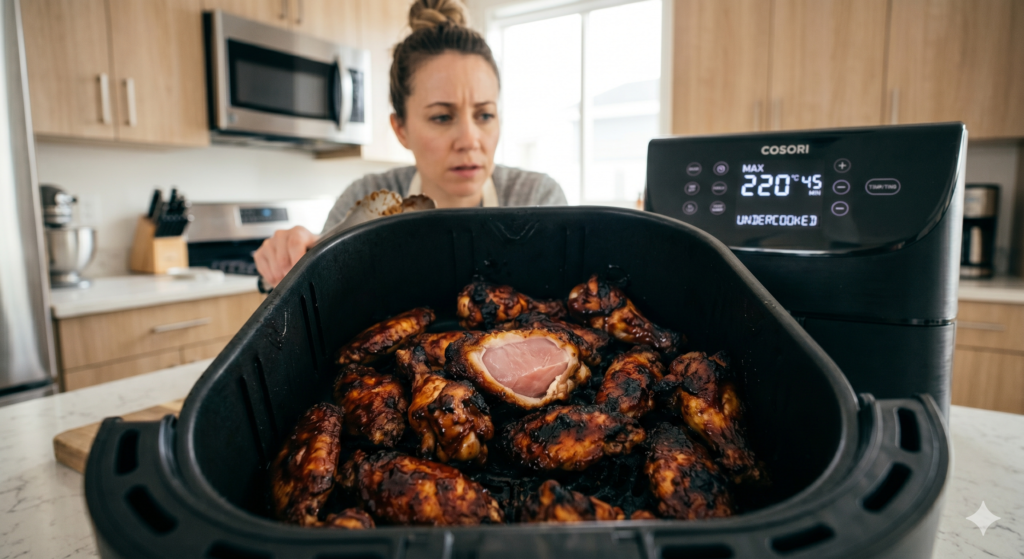 Barbecue chicken burning in an air fryer