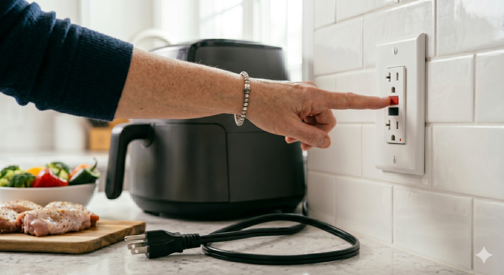 Checking a power outlet for an air fryer that won't turn on