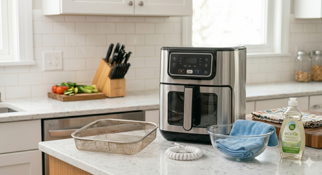 Well-maintained air fryer in a clean kitchen